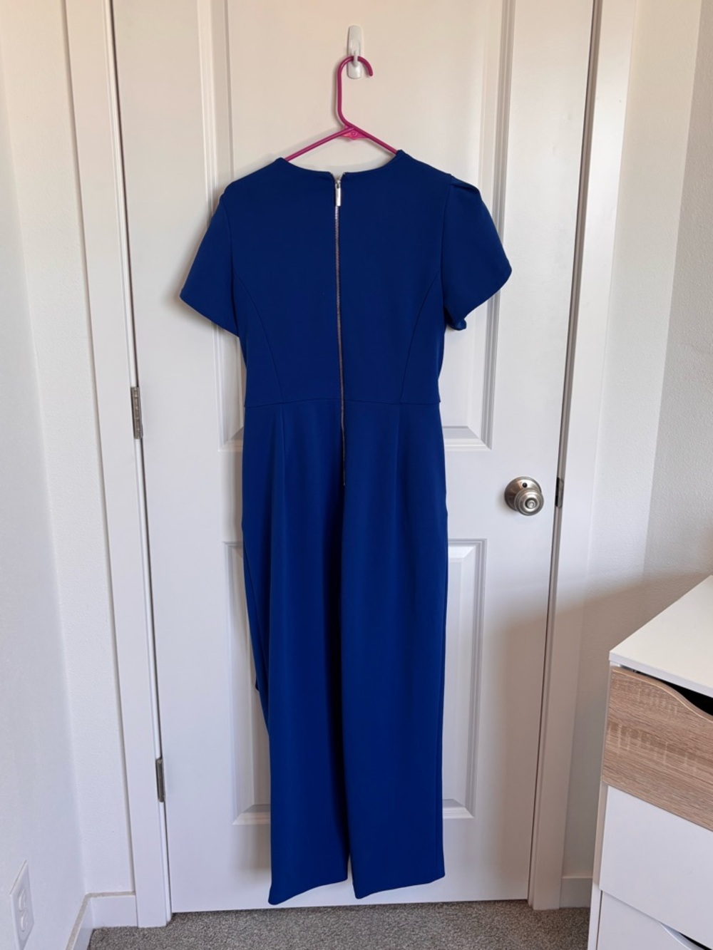 Calvin Klein Belted Tulip-Sleeve Jumpsuit Blue - Picture 5 of 5
